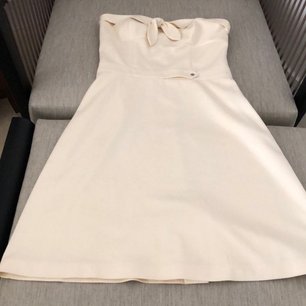 TIBI BRAND WINTER WHITE CHIC STRAPLESS DRESS